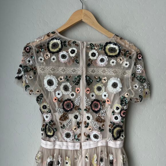 Needle & Thread Dress Woodland Floral Embellished Tulle Pastel Pink Minidress 2 - Picture 6 of 14